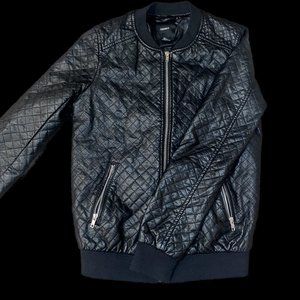 Black Leather Bomber Jacked